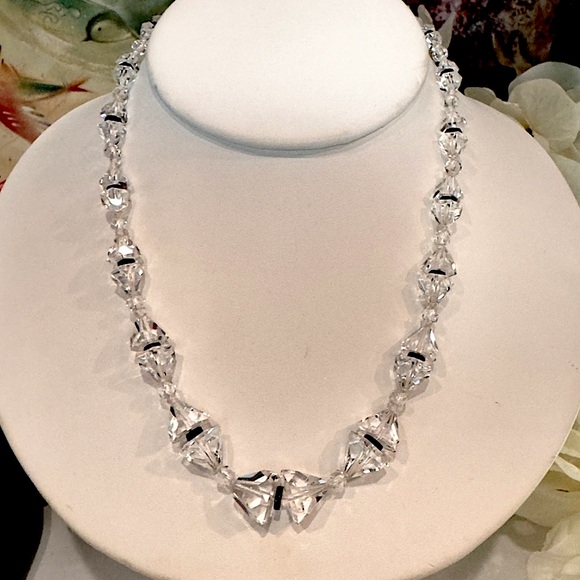 Vintage Handmade Swarovski Crystal Necklace & Earrings Matching Jewelry set 14k - Picture 16 of 16